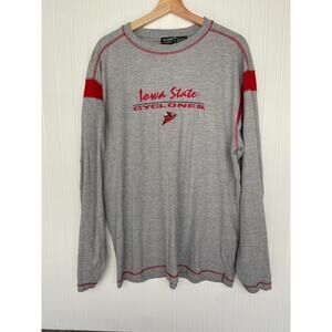 Vintage Iowa State Long Sleeve Shirt Men's Large, Gray Embroidered Logo, 90's